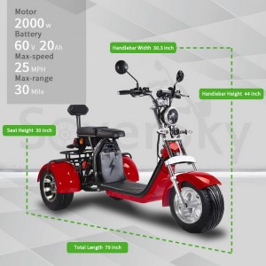 T7.2 SoverSky Electric Fat Tire Trike Adult Mobility